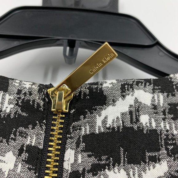 Calvin Klein Dress Black White Printed Sheath Sleeveless Stretch - Picture 8 of 11